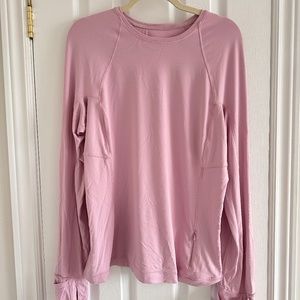 Lululemon rulu run long sleeve shirt pink peony size 14